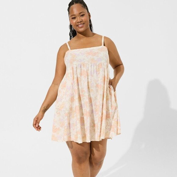 Torrid - Mini Challis Sleeveless Sundress in Lush Floral Dew​​​​​ - Picture 13 of 13